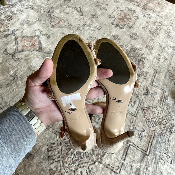 Tony Bianco REVOLVE Kimi Heel Blush Pink Kid Suede Fringe Women's Size 8 GUC - Picture 9 of 13